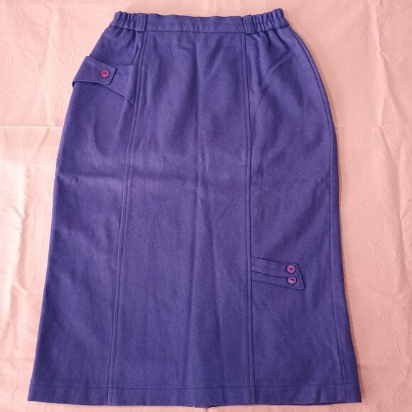 De Couleur Women 9 Maxi Wool Skirt Adj Waist Fully Lined Purple Career Preppy - Picture 1 of 7